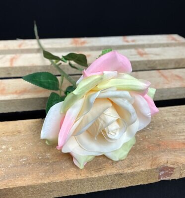 Ruusu keinotekoinen kukka, kerma/vaaleanpunainen