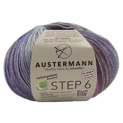 Austermann Step 6-säikeinen, kirjava sukkalanka 150g - Violetti