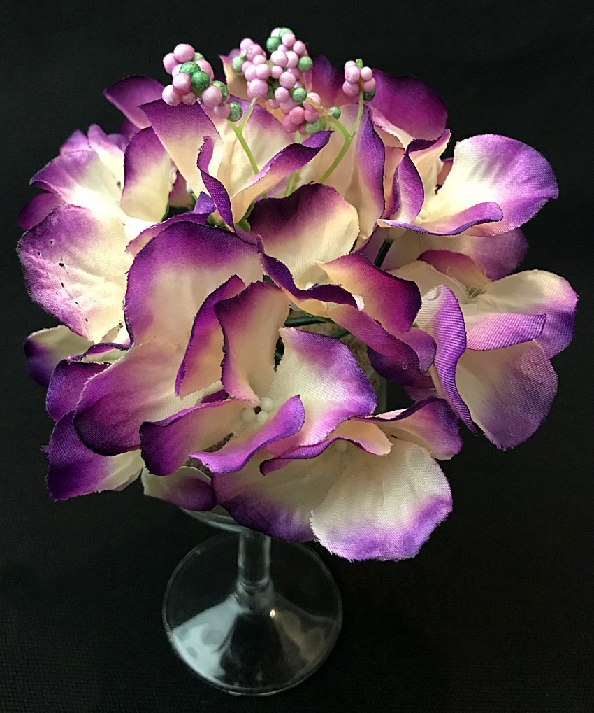 Hortensia tekokukkapää keinotekoinen, kerma/violetti