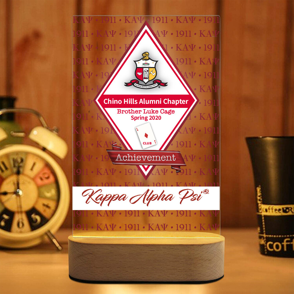 Kappa Alpha Psi® - Recognition Display Piece: Acrylic Photo Panel on Wood Base - 5x8 panel
