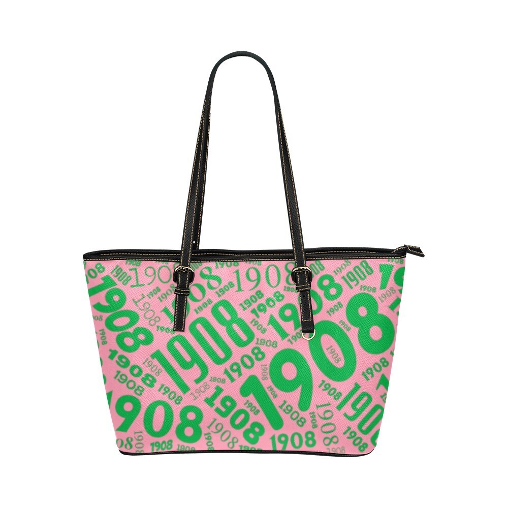 Pink & Green - Vegan Leather Tote Bag