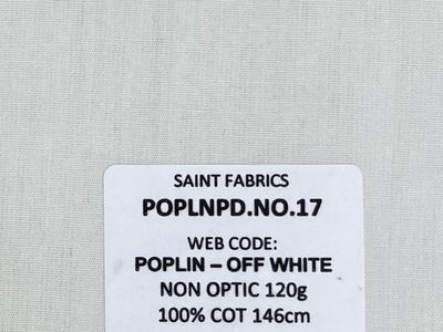 100% COTTON POPLIN WHITE &amp; OFF WHITE
