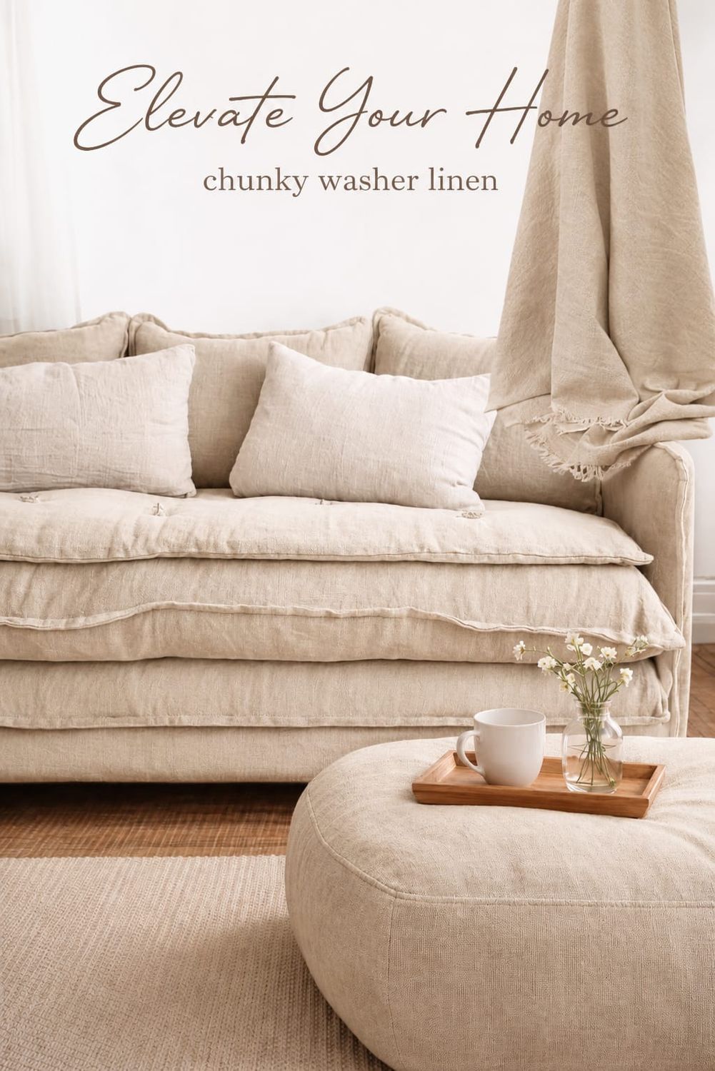 CHUNKY WASHED LINEN COTTON - NATURAL