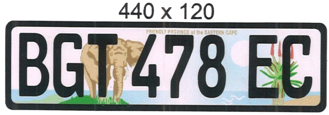 EASTERN CAPE  ALUMINIUM NUMBERPLATE SIZE  440MM X 120MM (SHORT)