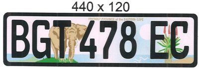 EASTERN CAPE  ALUMINIUM NUMBERPLATE SIZE  440MM X 120MM (SHORT)