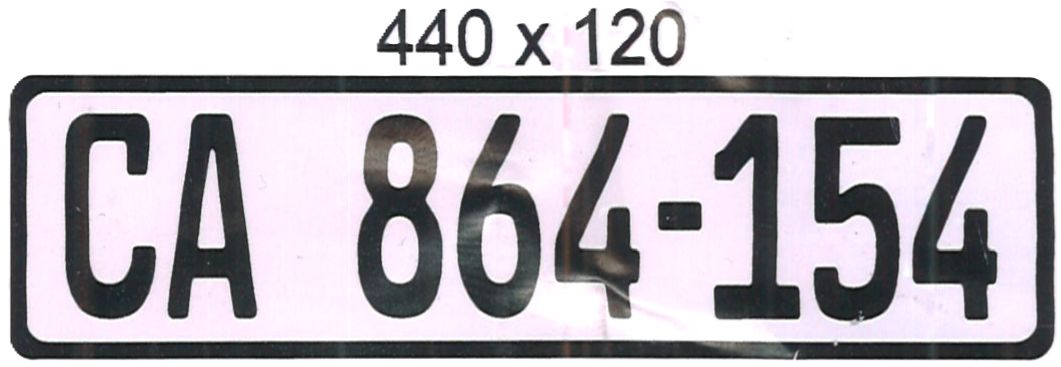 WESTERN CAPE ALUMINIUM NUMBERPLATE SIZE  440MM X 120MM (SHORT)