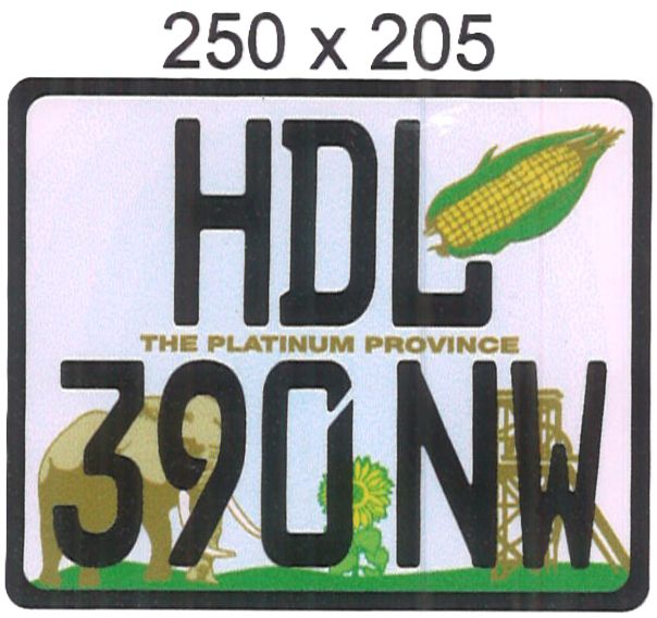 NORTH WEST  ALUMINIUM NUMBERPLATE SIZE  205MM X 250MM (LARGE SQUARE)