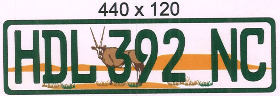 NORTHERN CAPE ALUMINIUM NUMBERPLATE SIZE  440MM X 120MM (SHORT)