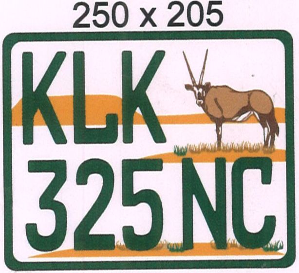 NORTHERN CAPE ALUMINIUM NUMBERPLATE SIZE  205MM X 250MM (LARGE SQUARE)