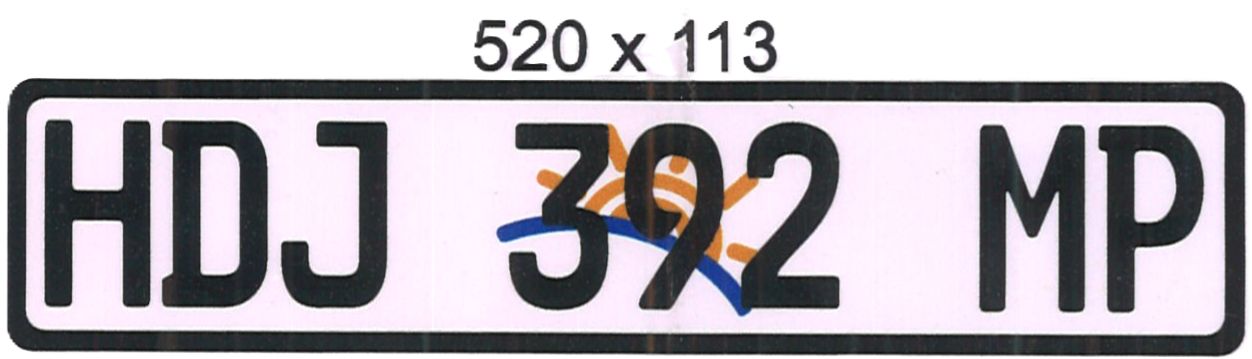 MPUMALANGA   ALUMINIUM NUMBERPLATE SIZE  520MM X 113MM (LONG)