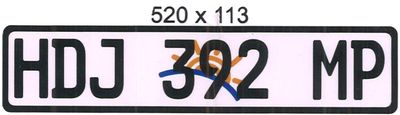 MPUMALANGA   ALUMINIUM NUMBERPLATE SIZE  520MM X 113MM (LONG)