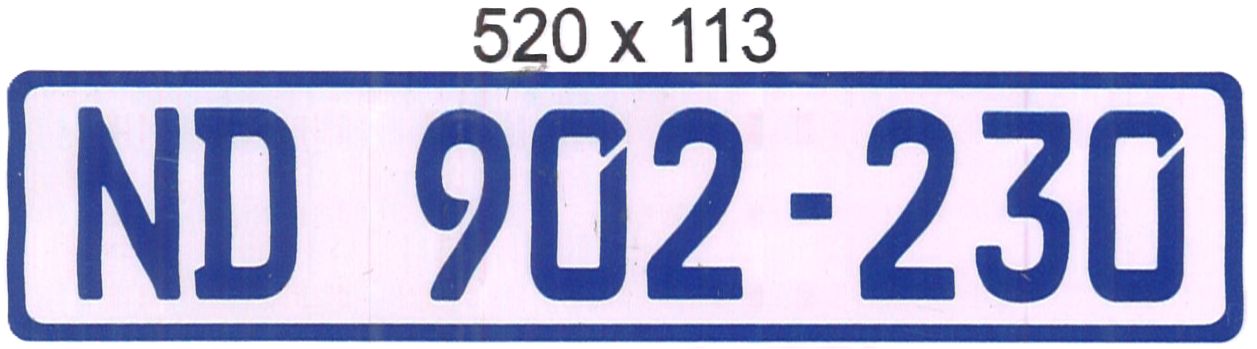 KWAZULU NATAL ND BLUE & WHITE ALUMINIUM NUMBERPLATE SIZE  520MM X 113MM (LONG)