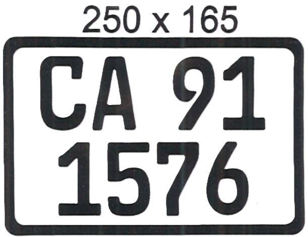 WESTERN CAPE ALUMINIUM NUMBERPLATE SIZE  165MM X 250MM (SMALL SQUARE)