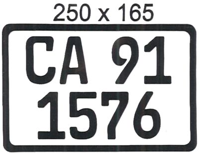 WESTERN CAPE ALUMINIUM NUMBERPLATE SIZE  165MM X 250MM (SMALL SQUARE)
