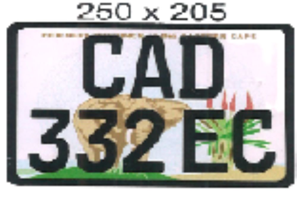EASTERN CAPE  ALUMINIUM NUMBERPLATE SIZE  205MM X 250MM