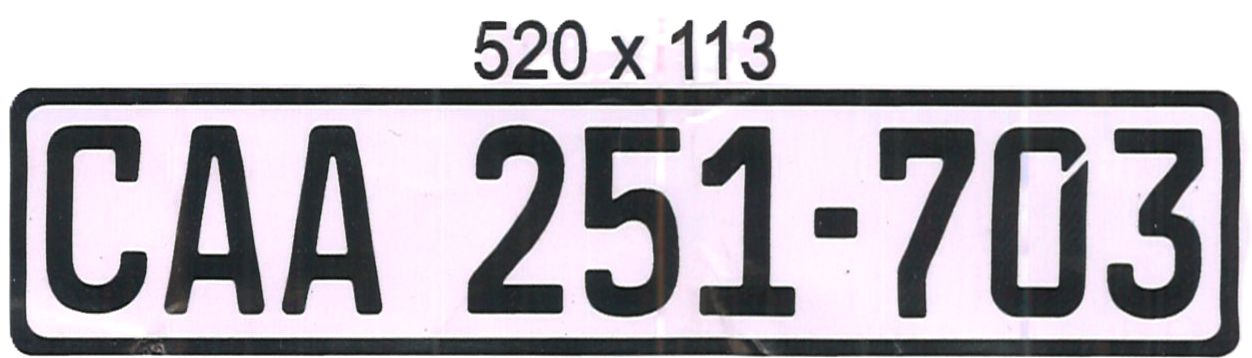 WESTERN CAPE ALUMINIUM NUMBERPLATE SIZE  520MM X 113MM (LONG)