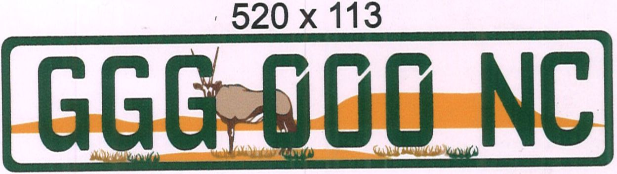 NORTHERN CAPE ALUMINIUM NUMBERPLATE SIZE  520MM X 113MM (LONG)