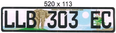 EASTERN CAPE  ALUMINIUM NUMBERPLATE SIZE  520MM X 113MM (LONG)