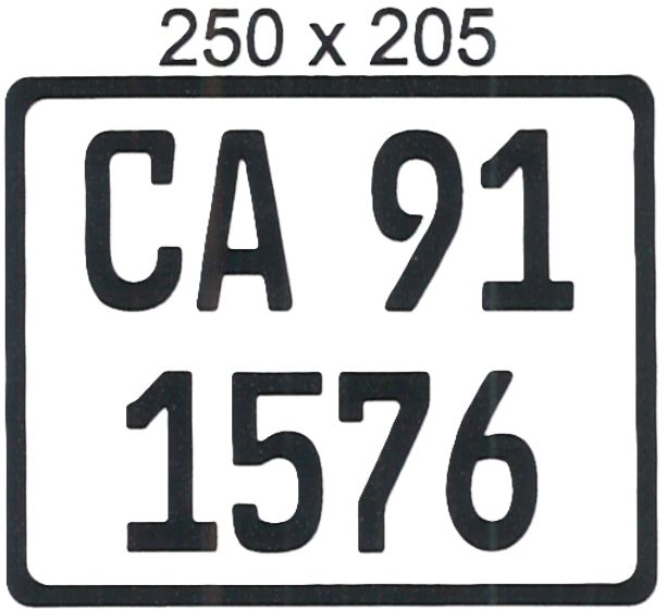 WESTERN CAPE ALUMINIUM NUMBERPLATE SIZE  205MM X 250MM (LARGE SQUARE)