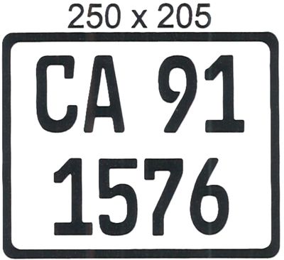 WESTERN CAPE ALUMINIUM NUMBERPLATE SIZE  205MM X 250MM (LARGE SQUARE)