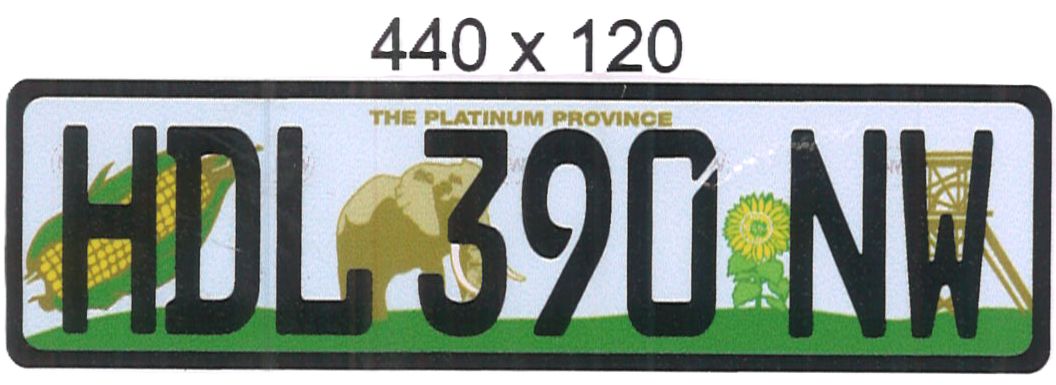 NORTH WEST  ALUMINIUM NUMBERPLATE SIZE  440MM X 120MM (SHORT)