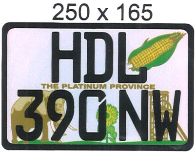 NORTH WEST  ALUMINIUM NUMBERPLATE SIZE  165MM X 250MM (SMALL SQUARE)