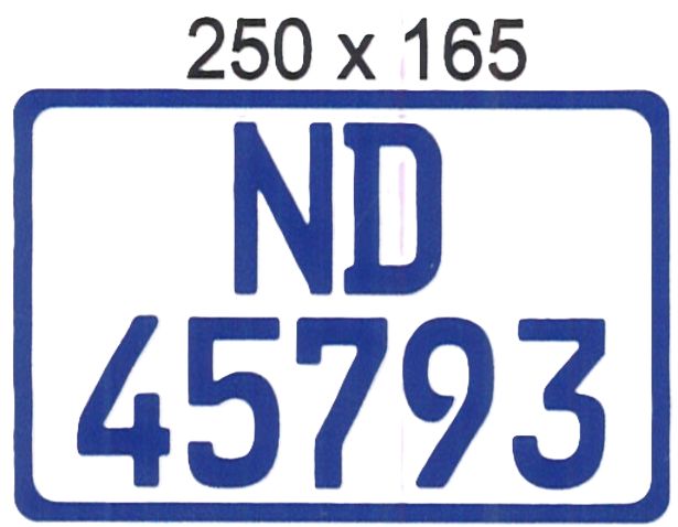 KWAZULU NATAL ND BLUE & WHITE ALUMINIUM NUMBERPLATE SIZE 165MM X 250MMM (SHORT SQUARE)