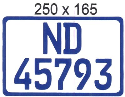 KWAZULU NATAL ND BLUE & WHITE ALUMINIUM NUMBERPLATE SIZE 165MM X 250MMM (SHORT SQUARE)