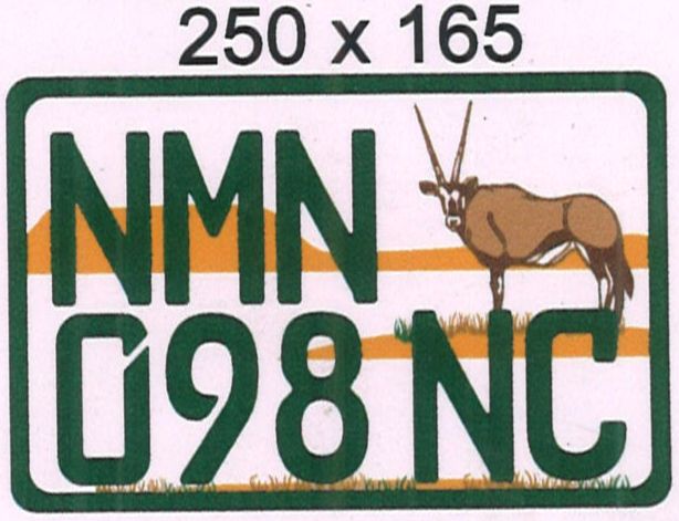 NORTHERN CAPE ALUMINIUM NUMBERPLATE SIZE  165MM X 250MM (SMALL SQUARE)