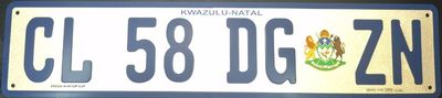 KWAZULU NATAL NEW ZN RANGE ALIMINIUM NUMBER PLATE SIZE 520 (LONG)