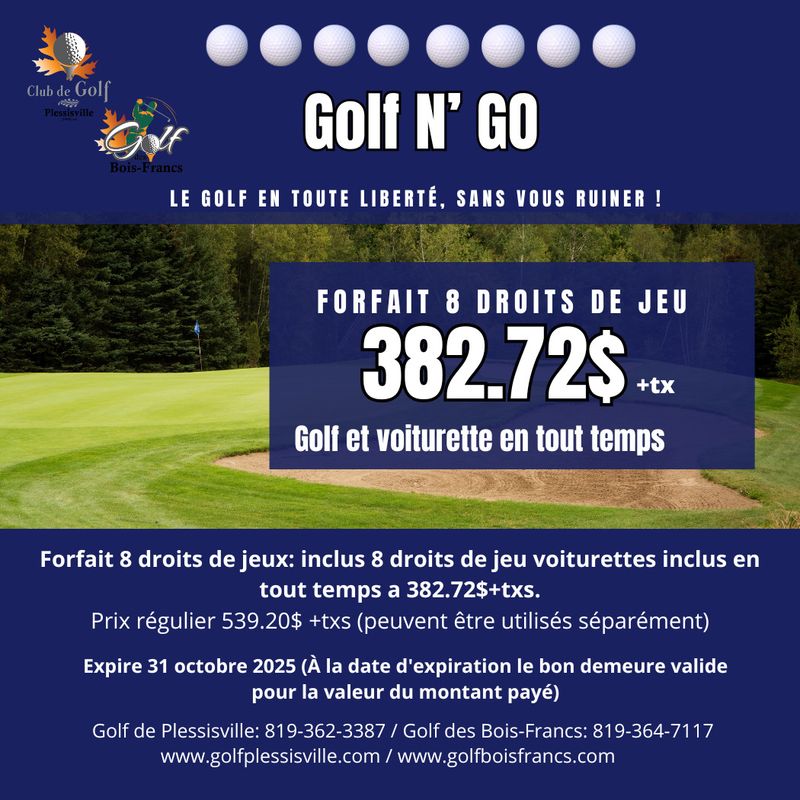 Golf N&#39;Go Forfait pour 8 personnes