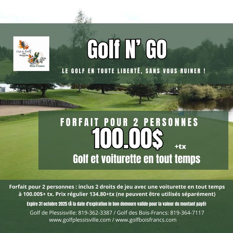 Golf N&#39;Go Forfait pour 2 personnes