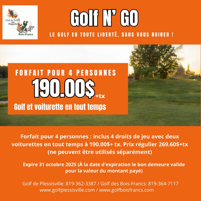 Golf N&#39;Go pour 4 personnes