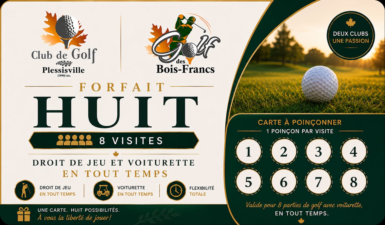 Forfait pour 8 droits de jeu