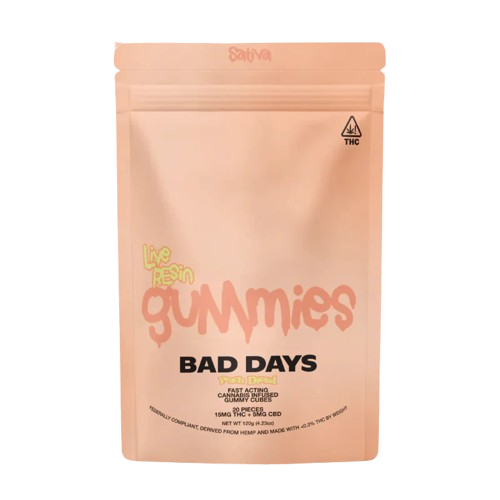 Bad Days Live Resin Gummies 20pc, Option: Peach Diesel