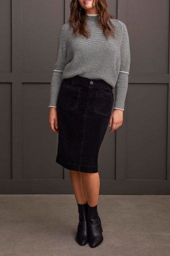 FLY FRT SKIRT-BLACK, Size: 14, Colour: BLACK