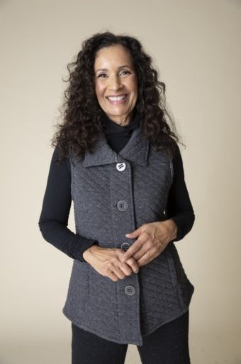 QUILTED KNIT QUILTED VEST, Size: S, Colour: BLACK