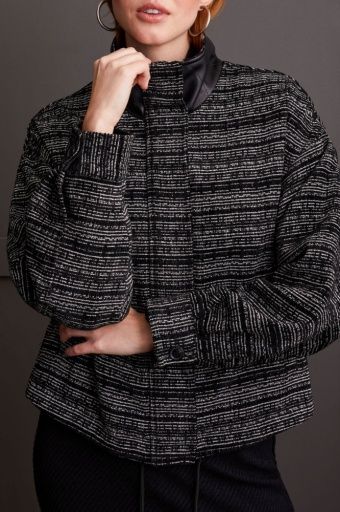 YARN DYE L/S JACKET-BLACK