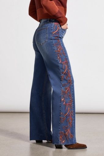 BROOKE HUGGING JEANS W/ SIDE EMB.-BLUEWASH