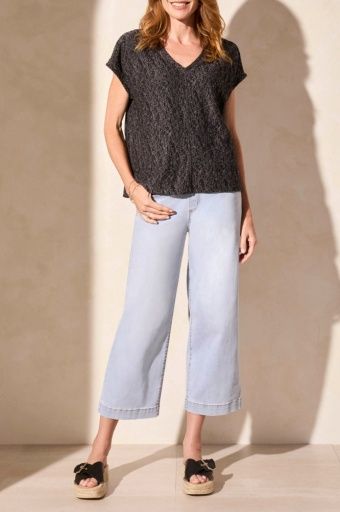CAP SLV V NECK TOP, Size: XXL, Colour: BLACK