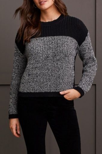 L/S CREW NK COLORBLOCK SWT-BLACK