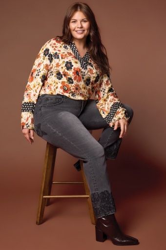 SIZE INCL. L/S BLOUSE W/ PLACKET-DKDESERT