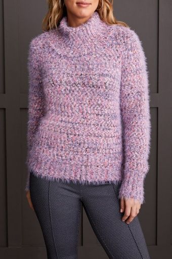 L/S COWL NECK SWEATER-ORCHID, Size: S, Colour: ORCHID