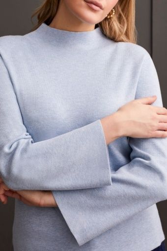 L/S FUNNEL NK SWEATER-H.GLACIER