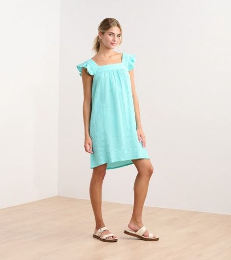 flutter sleeve dress - aruba blue