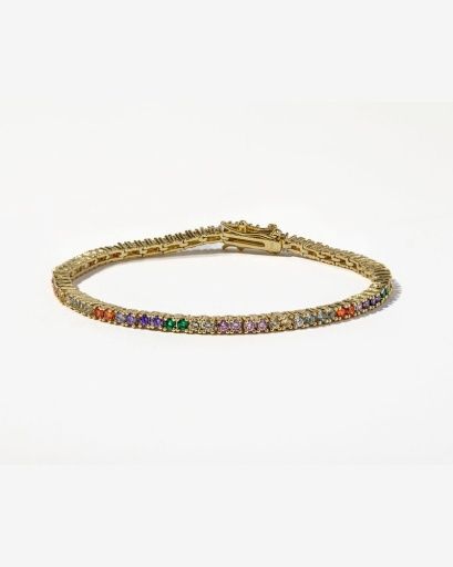 Baby Heiress Tennis Bracelet - Gold, Size: 7.5, Colour: GOLD-RAINBOW, Season: CORE