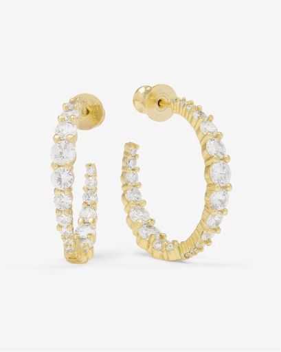 Oh She Fancy Graduated Hoop 1&quot;, Size: O/S, Colour: GOLD-WHITE, Season: AUG24