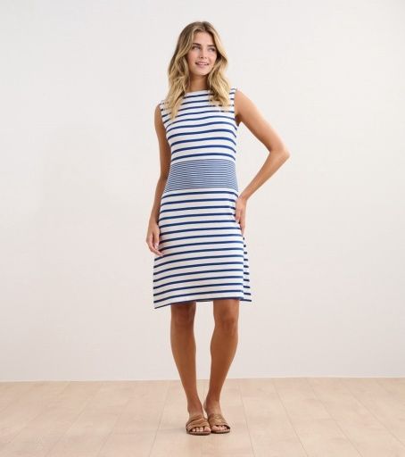 sofia dress - blue quartz stripes