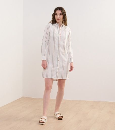 cara shirt dress - peach chain stripe