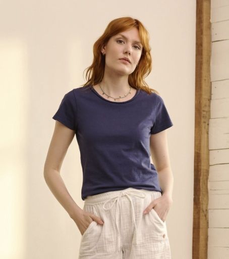 braided neck tee - navy, Size: S, Colour: patriot blue